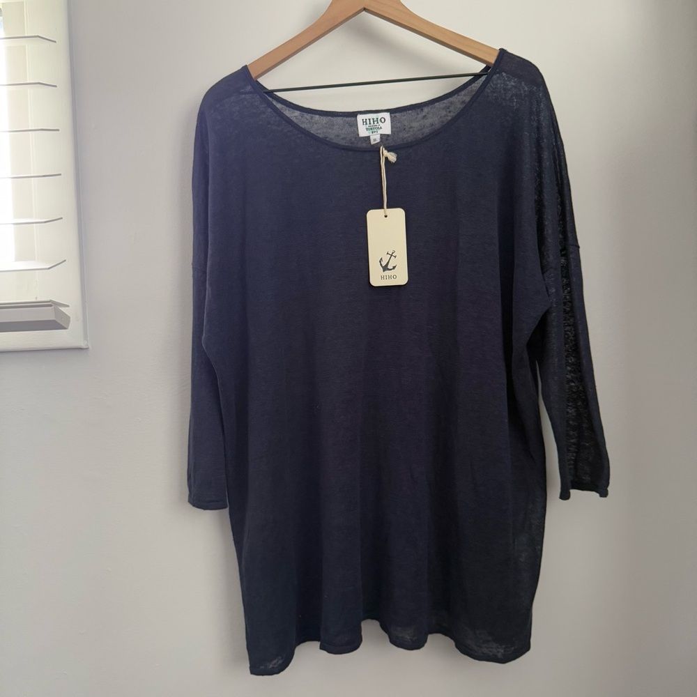 HIHO Women's Navy Lightweight Long-Sleeve Top